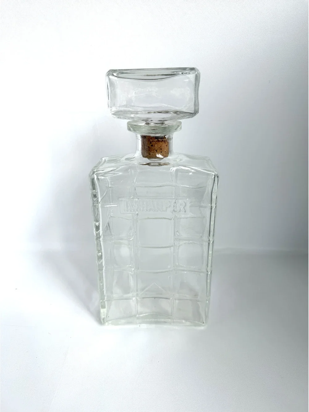 Vintage Clear Glass Liquor Decanter with Cork Stopper